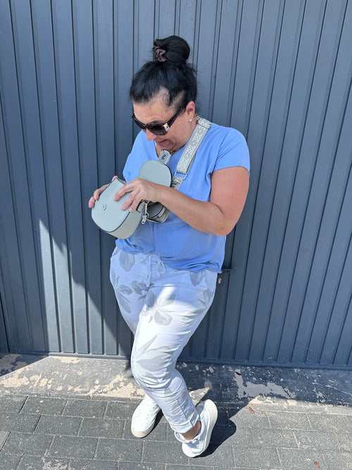 Dam Joggingbyxor Blommönster med Glitterband 100% Bomull-1