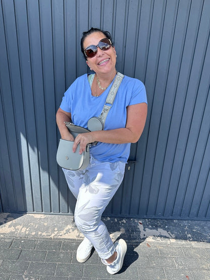 Dam Joggingbyxor Blommönster med Glitterband 100% Bomull-3