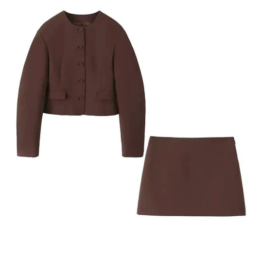 Kvinna Blazer Set Kortärmad Elegant Högkvalitativt Tyg-1