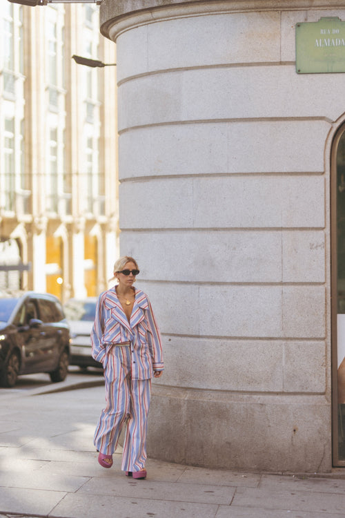 Snygga Byxor Dam Hög Midja med Knivfickor i 100% Bomull-1