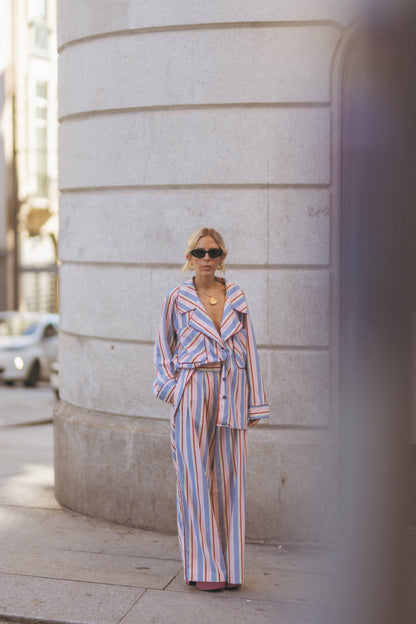 Snygga Byxor Dam Hög Midja med Knivfickor i 100% Bomull-6