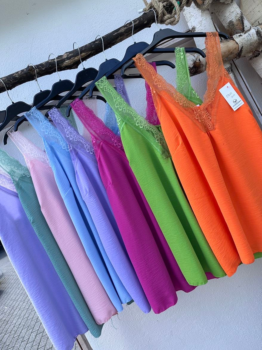 Dam Festtoppar A-linjeformad med Spets Detaljer Polyester 7