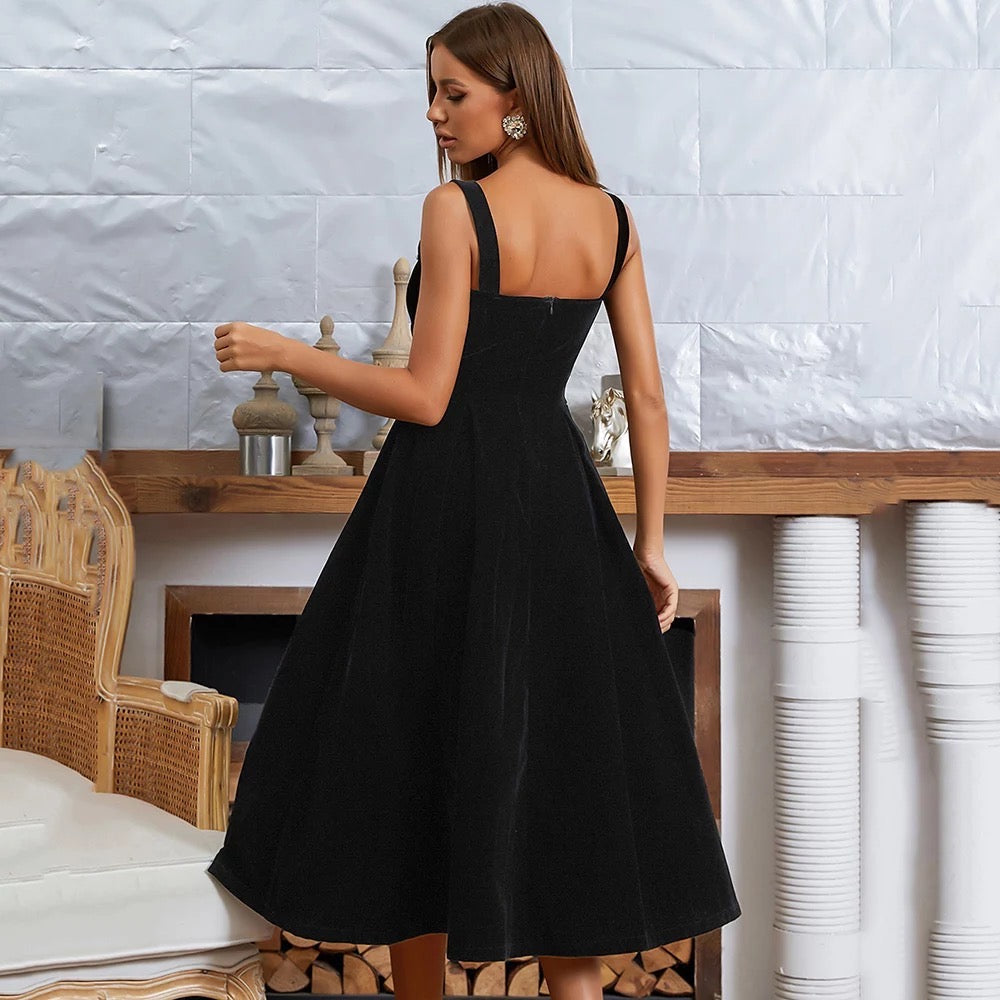 Kvinnors Aftonklänning Lång Hjärtformad Halsringning Polyester-4