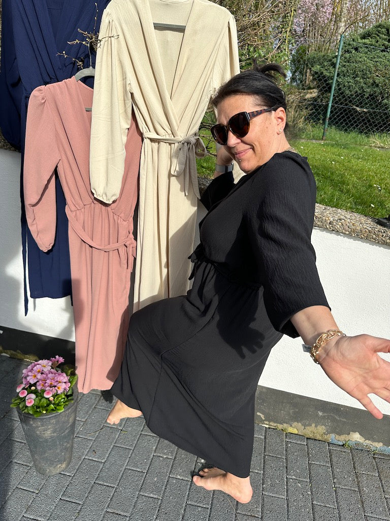Dam Långklänning med Midjebälte För Fest, Elegant Polyester 3
