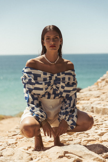 Dam Topp Elegant Design Viskos Linne Festtoppar-2