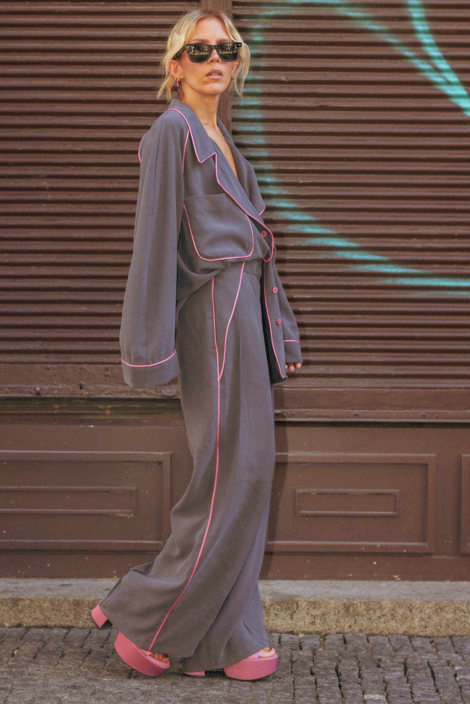 Snygga Byxor Dam Hög Midja Viskos med Fickor-3