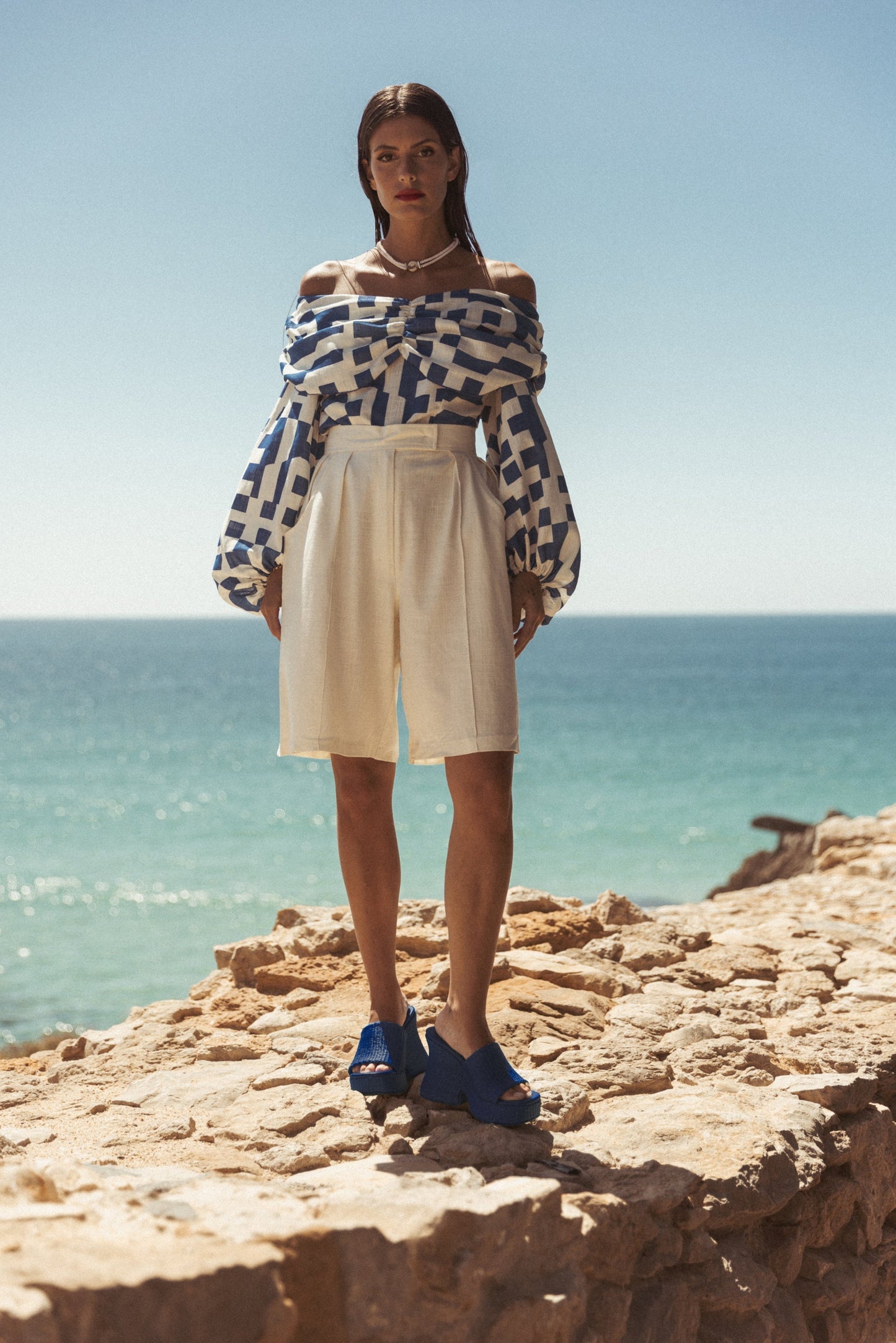 Dam Topp Elegant Design Viskos Linne Festtoppar-3