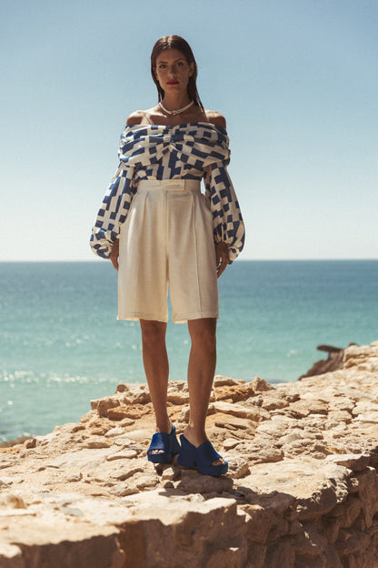 Dam Topp Elegant Design Viskos Linne Festtoppar-3