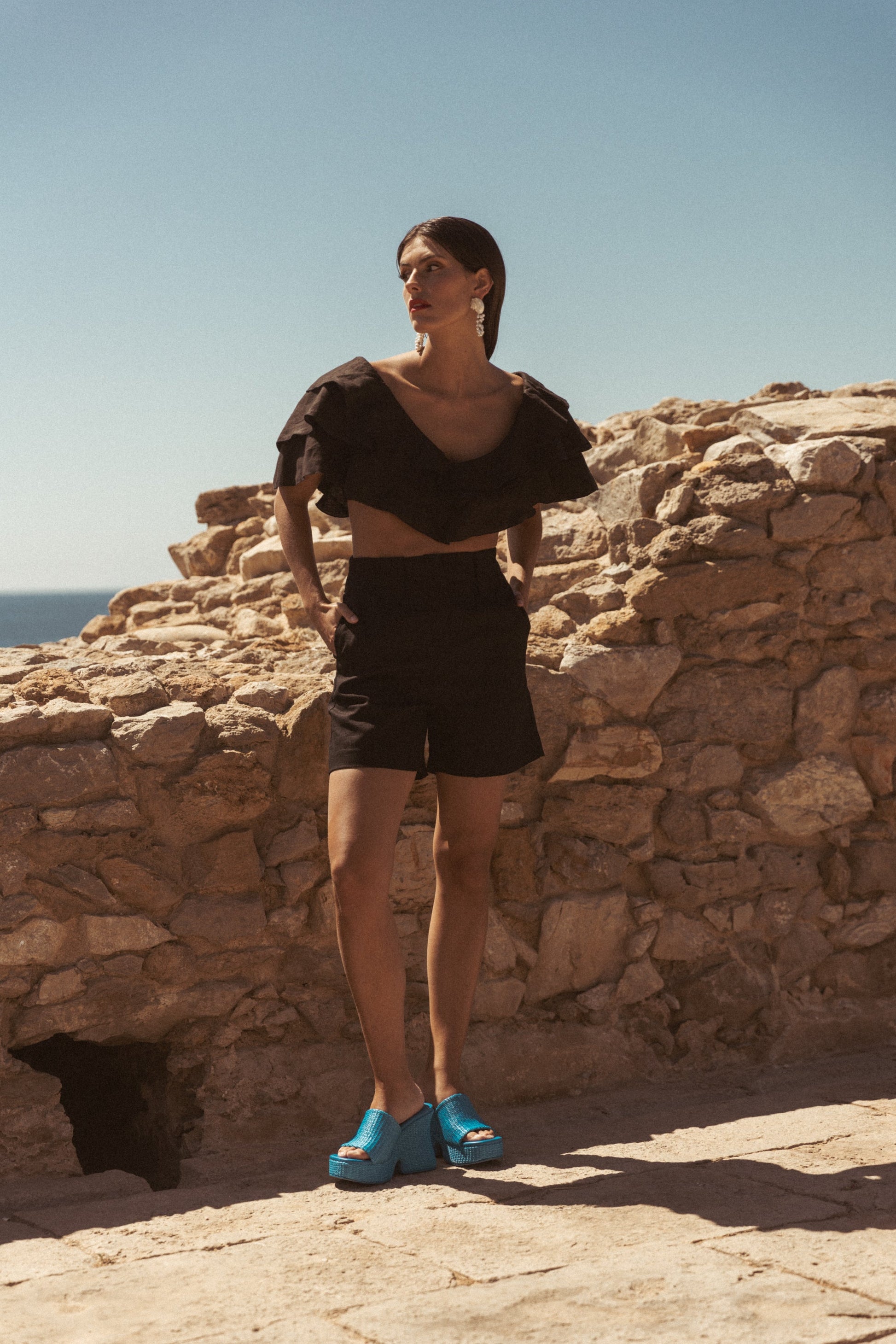 Dam Mini Shorts Hög Midja Lätt Linne-4