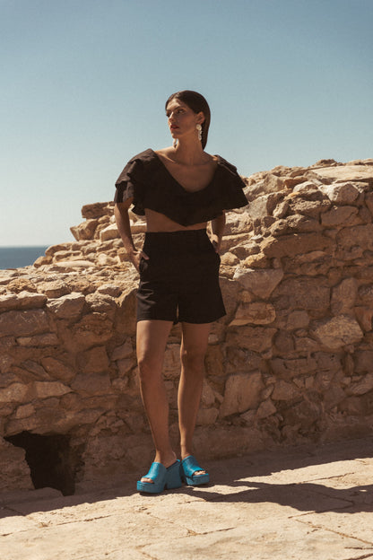 Dam Mini Shorts Hög Midja Lätt Linne-4