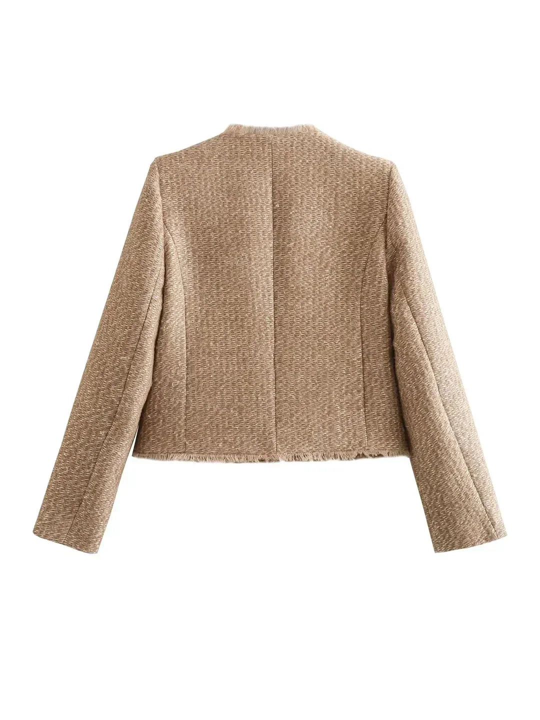 Damjacka Tweed Skräddarsydd Passform Elegant Stilren Jacka Dam-6