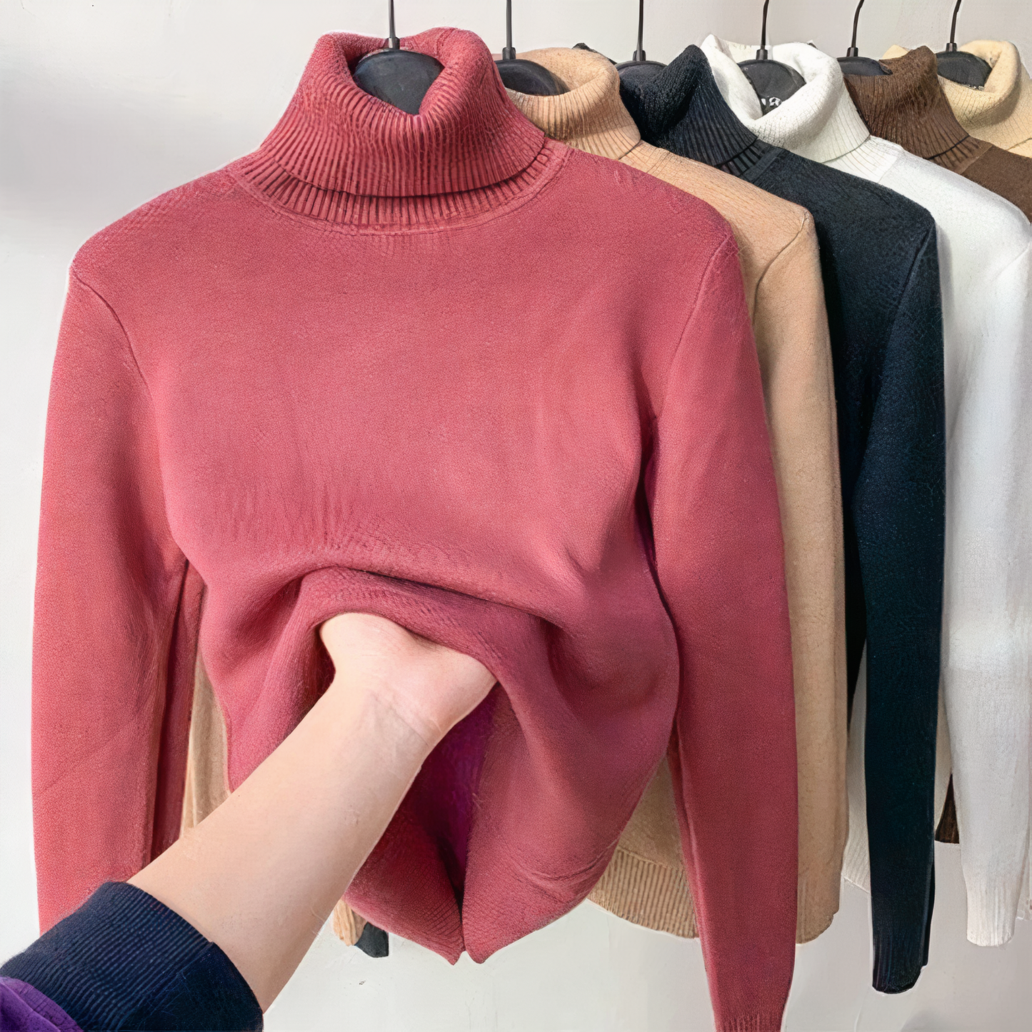 Herr Turtleneck Tröja Sammet Fodrad 5