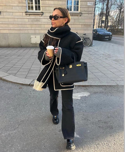 Kvinno Kappa Tidlös Design Mjuk Ull-1