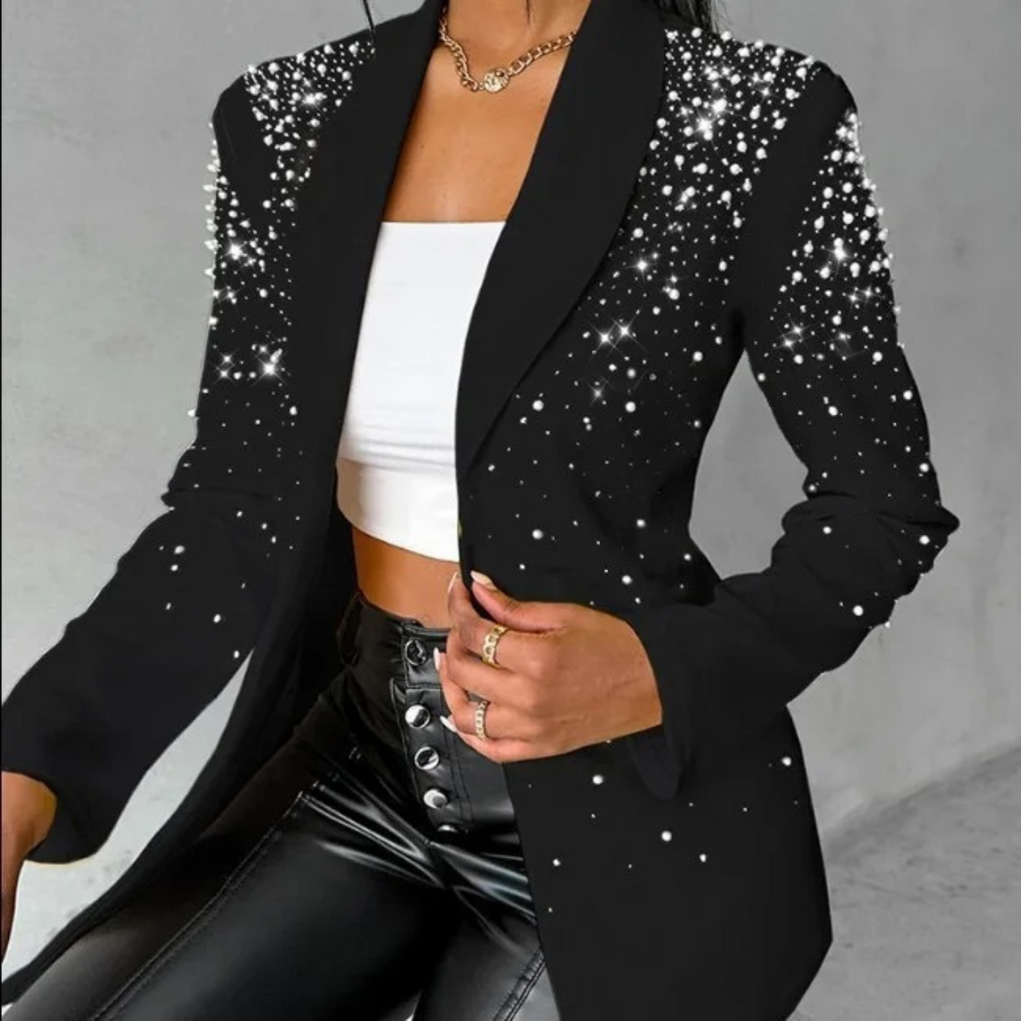 Variant image for Kvinna Blazer Elegant Pärlapplikationer Högkvalitativt Tyg-7