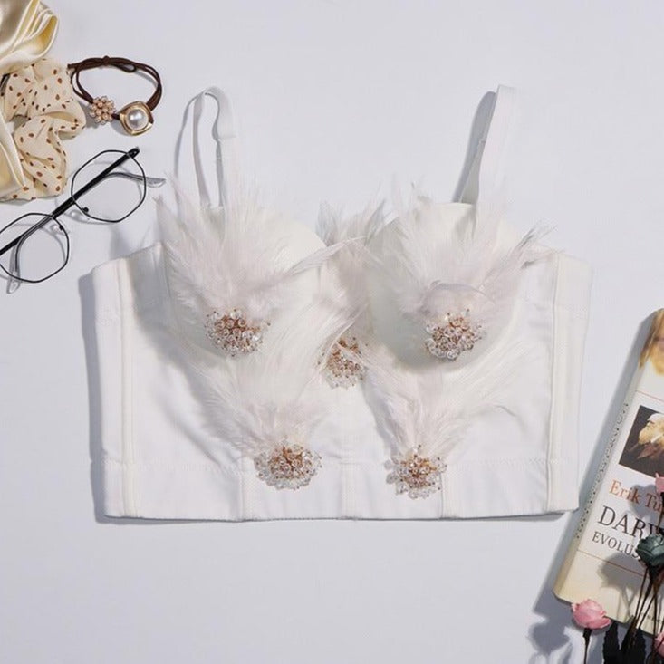 Dam Bustier Justerbar Polyester Nylon med Dekorationer-2