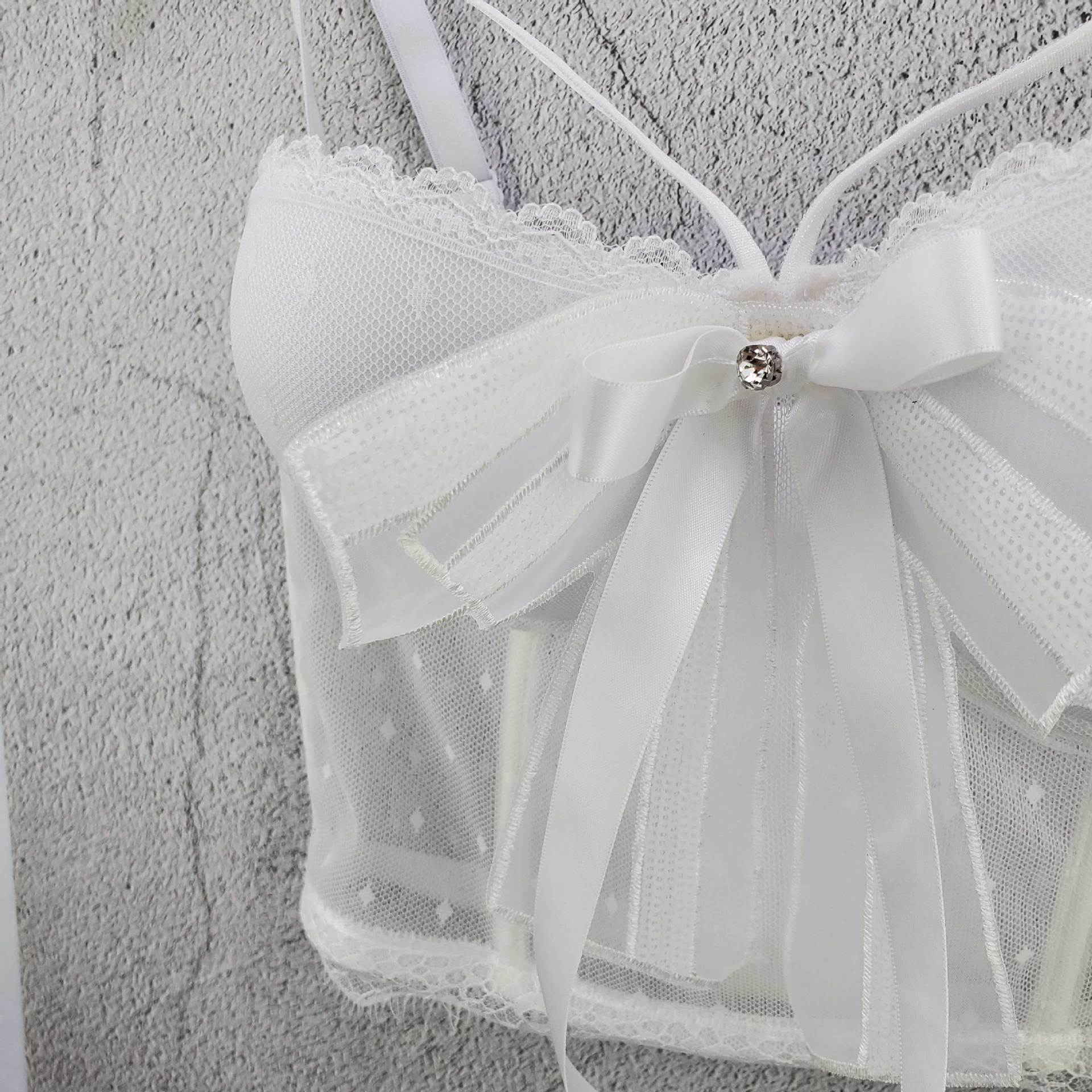 Dam Bustier Transparent med Bälte och Topp Detaljer Polyester Nylon-4