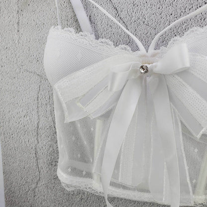 Dam Bustier Transparent med Bälte och Topp Detaljer Polyester Nylon-4