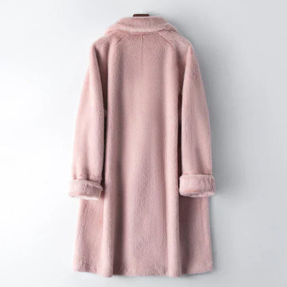 Kvinnor Vinterjacka Dubbelknapp Mjuk Tygblandning-2