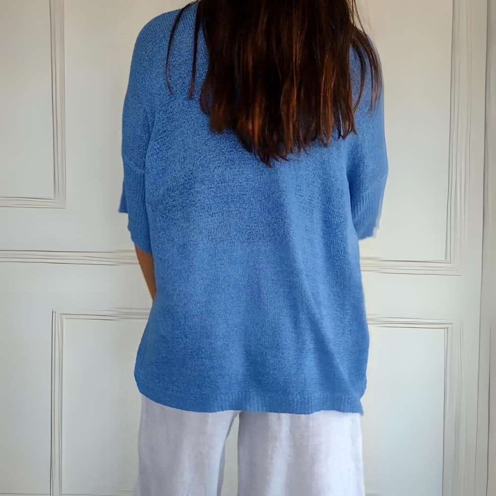 Dam Kofta Trekvartsärmar Mjuk Tyg Avslappnad Passform 2