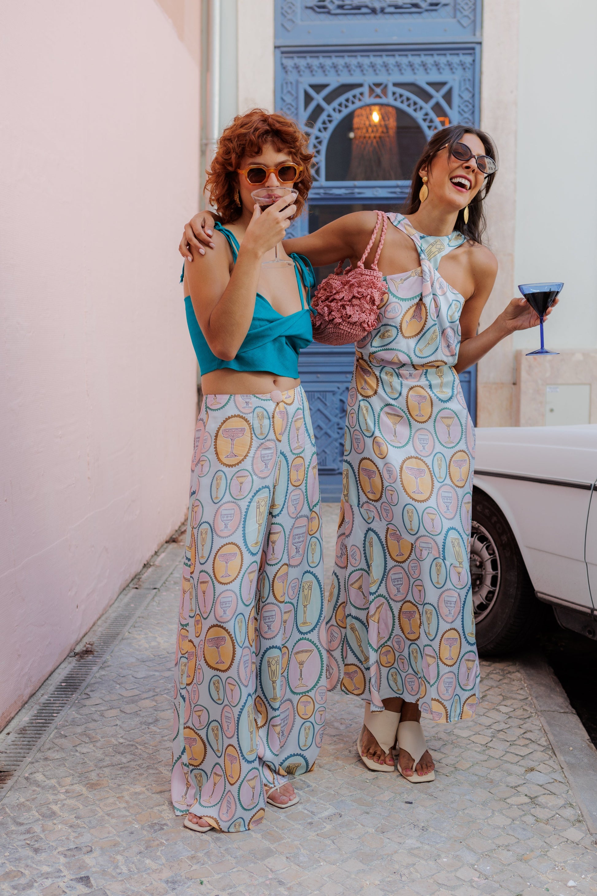 Snygga Byxor Dam Bred Ben Klippning Handritat Mönster Viskos-2