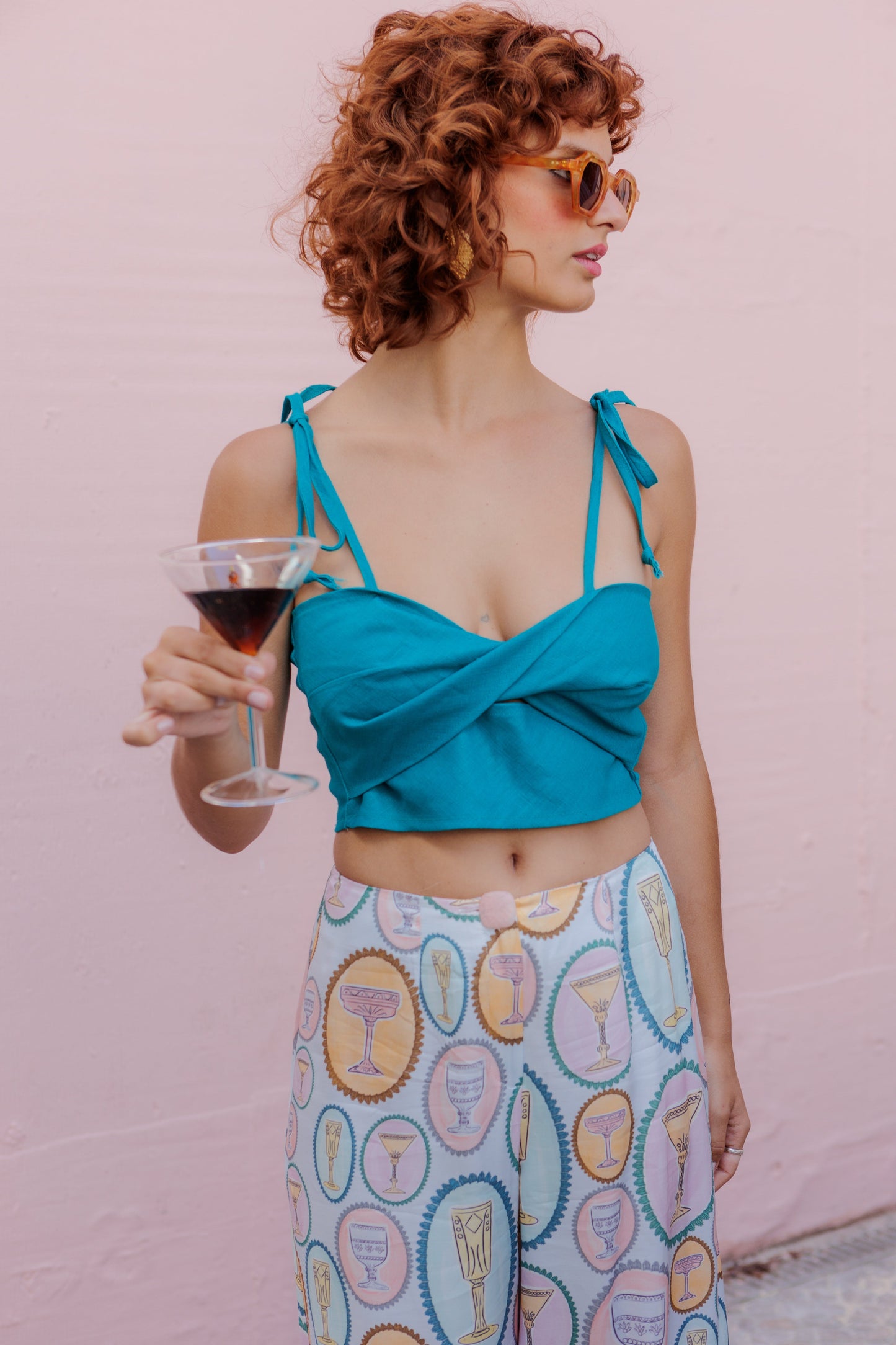 Snygga Byxor Dam Bred Ben Klippning Handritat Mönster Viskos-6