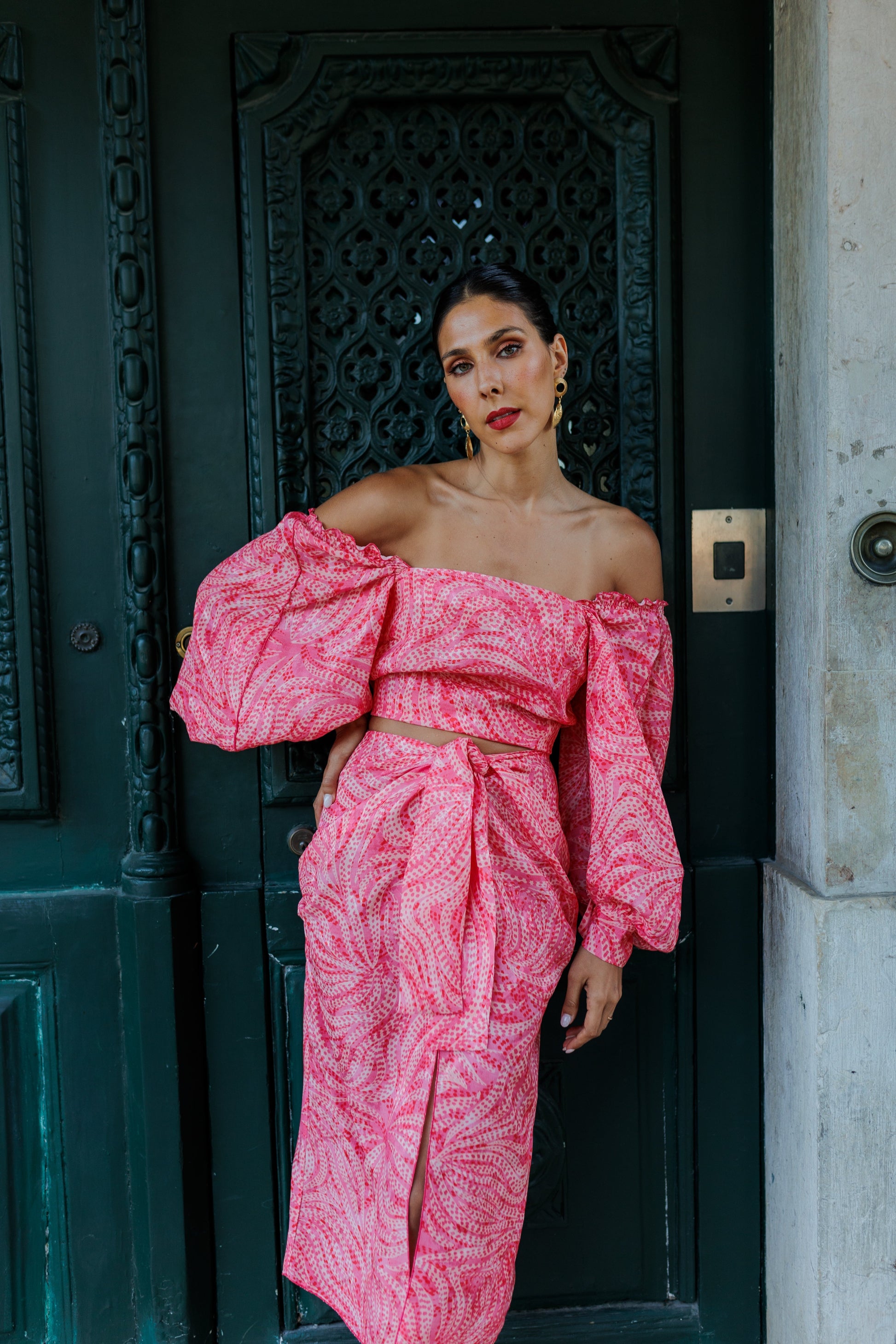 Dam Midi Kjol Knut 100% Viskos Elegant Stil Modern Silhuett-6