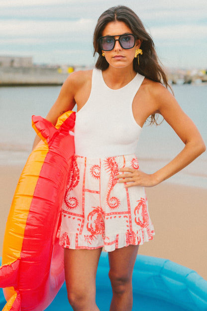 Damshorts med Elastisk Midja och Ruffle Detaljer i Linne och Viskos-5