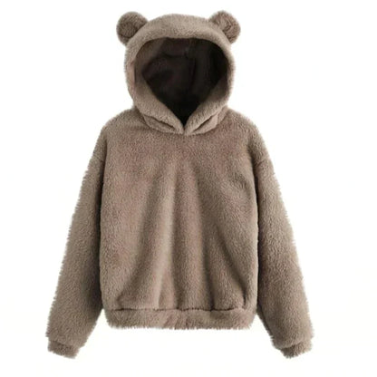 Variant image for Dam Hoodie Teddy med Björnöron Mjuk Material-19