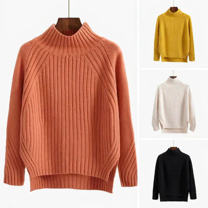 Stickad Dam Tröja Cirkulär Halsringning Andningsbar Tyg-2