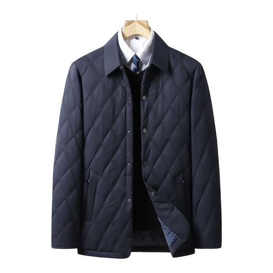 Herrjacka Quiltad Vinter i Ny Ull med Klassisk Design-1