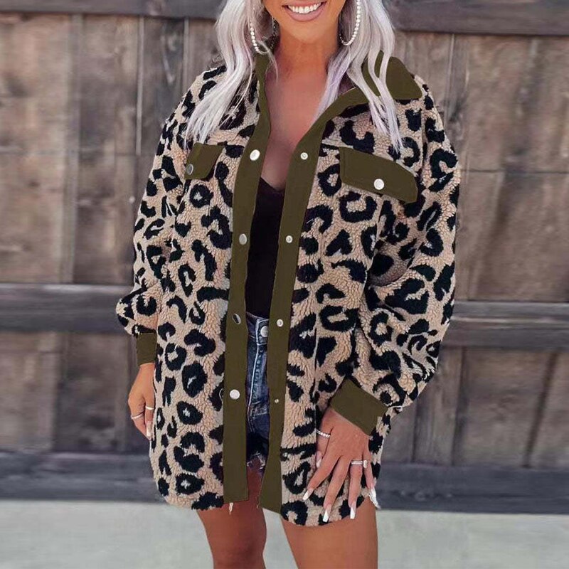 Variant image for Dam Kappa Leopardtryck Mjuk Polyester Lång Design-6