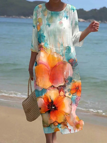 Variant image for Dam Klänning Boho Blommig Design Lätt Polyester-19
