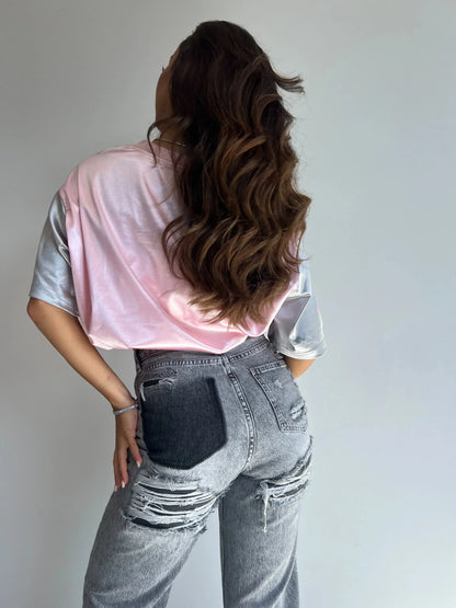 Kvinnor Hög Midja Rak Snitt Jeans Hållbar Bomullsmix-3
