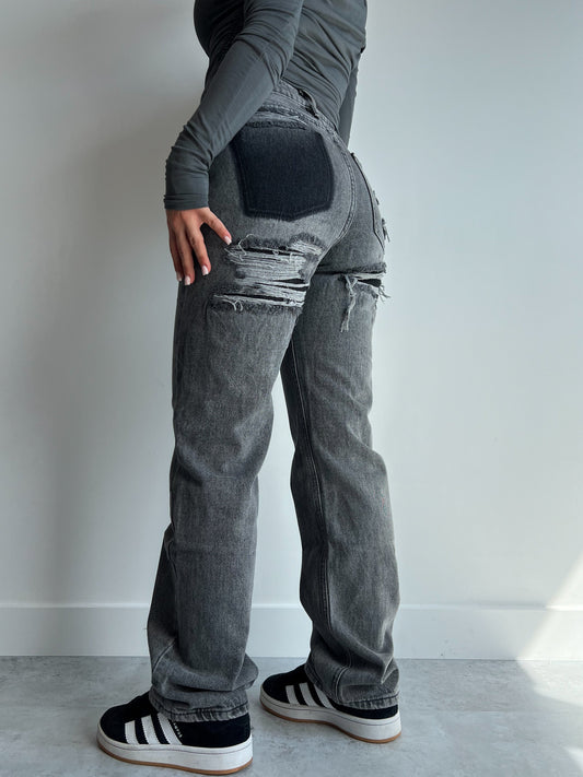 Kvinnor Hög Midja Rak Snitt Jeans Hållbar Bomullsmix-1