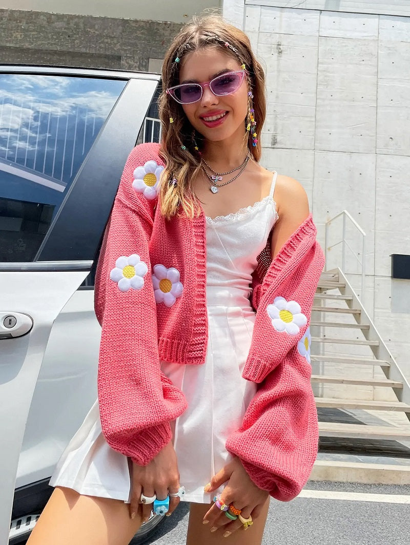 Variant image for Kvinnors Blommig Kardigan med Puffärmar i Polyester-5