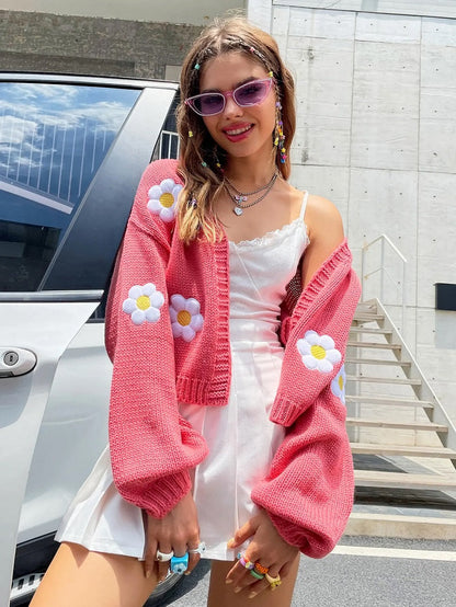 Variant image for Kvinnors Blommig Kardigan med Puffärmar i Polyester-5