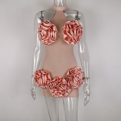 Kvinnors Miniklänning Blommig Polyester Ärmlös Etuikjol-6