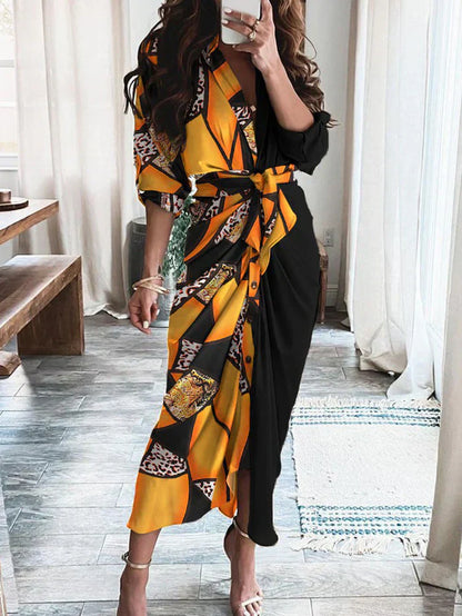 Variant image for Dam Fritidsklänning V-ringning Bälte Lätta Material-37