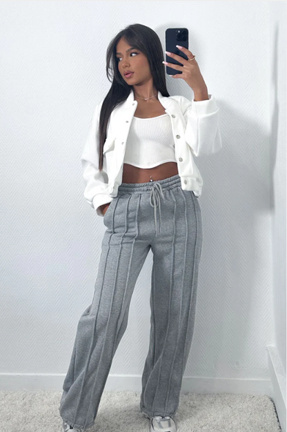 Dam Joggers Raka Ben Mjuk Bomull Avslappnad Passform-2