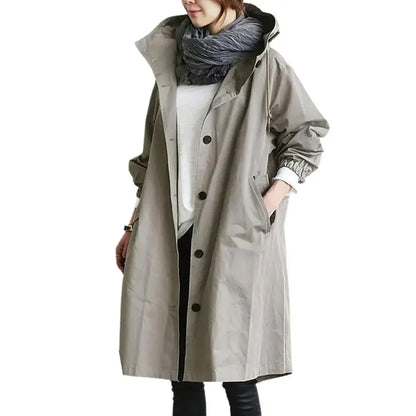 Dam Trenchcoat Vindskyddande Modern Stil Hållbart Material-2