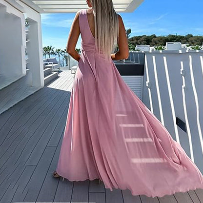 Dam Klänning Flödande Ärmlös Polyester för Sommarens Festliga Tillfällen-5