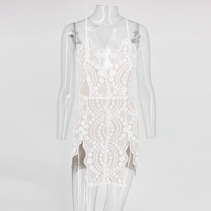 Dam Glittrig Miniklänning med V-hals och Spaghettiband i Polyester och Spandex-2