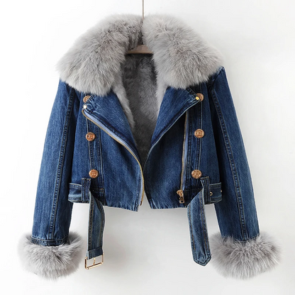 Dam Jeansjacka Oversize Fodrad Organisk Denim 7