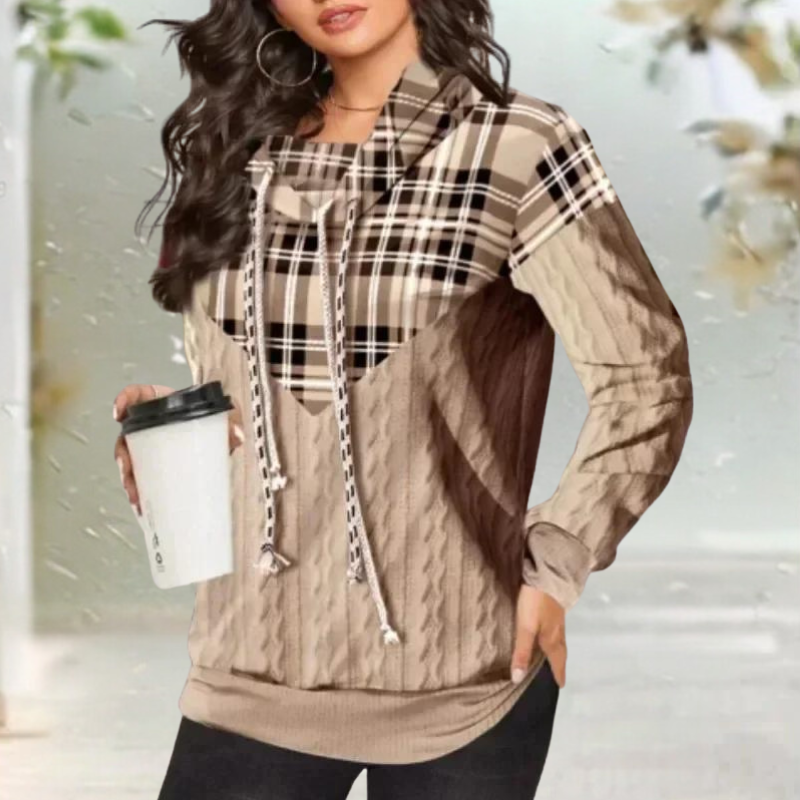 Dam Tröja V-Krage Design i Högkvalitativ Blandning av Bomull och Polyester-3