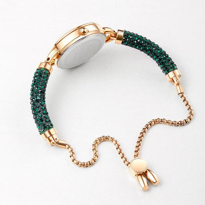 Damklocka Rund med Blommiga Motiv och Justerbart Armband i Legering-4
