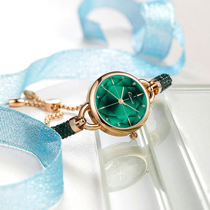 Damklocka Rund med Blommiga Motiv och Justerbart Armband i Legering-3
