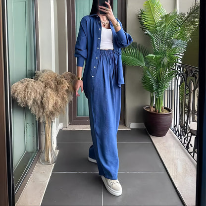 Variant image for Kvinnors Byxdress med Revers Bomull/Linne Avslappnad Stil-9