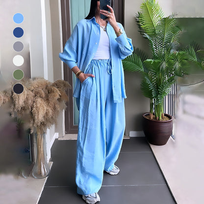 Kvinnors Byxdress med Revers Bomull/Linne Avslappnad Stil-6