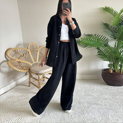 Variant image for Kvinnors Byxdress med Revers Bomull/Linne Avslappnad Stil-41