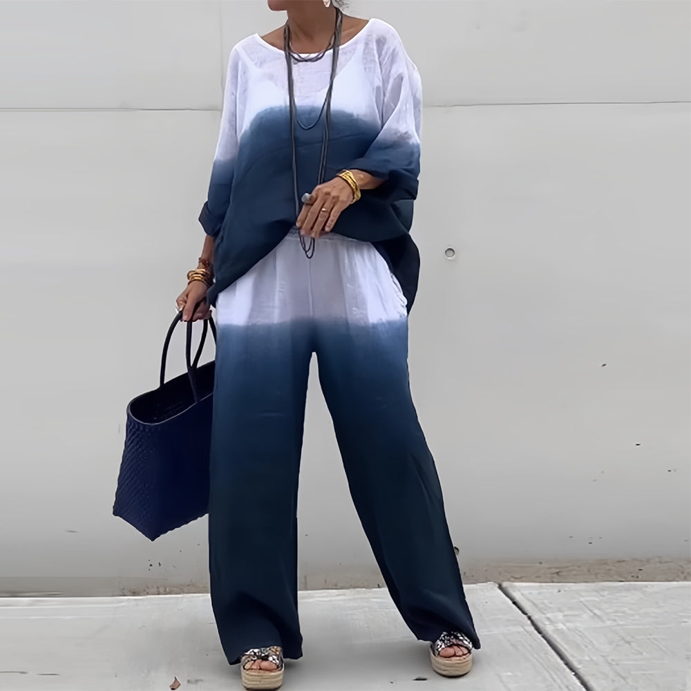 Variant image for Kvinnors T-shirt och Byxor Färggradient Bomull och Linne-22